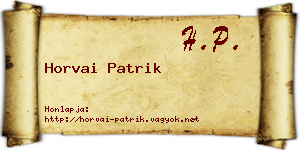 Horvai Patrik névjegykártya